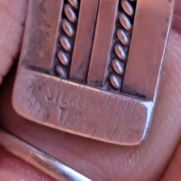 Native American smooth band + rope border + split band five shank 925 sterling - Picture 5 of 13